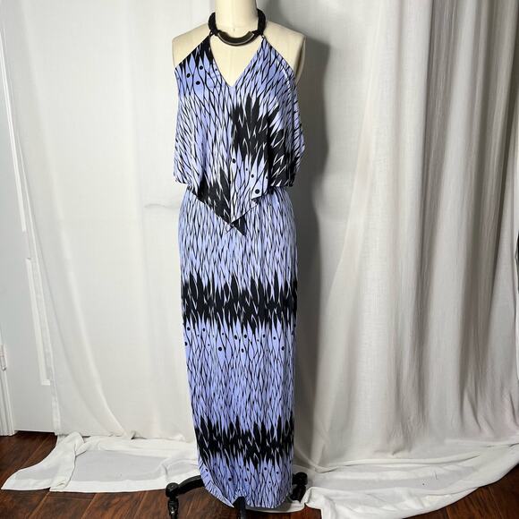 Tbags Los Angeles Drape Front Periwinkle Halter Maxi Dress XS - Picture 1 of 6